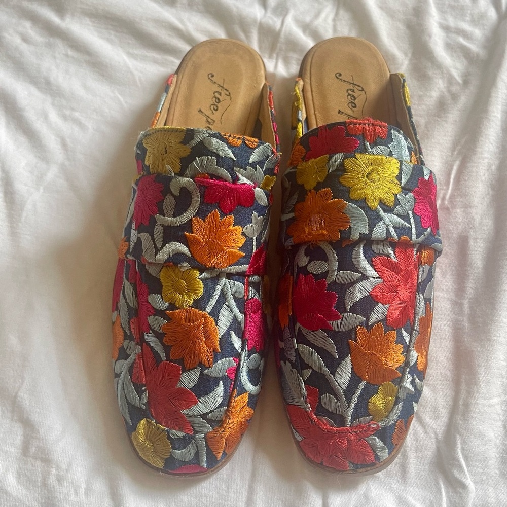 Embroidered Loafer Slides/ Mules